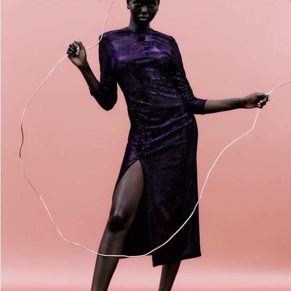 Zara Purple Sequin Holiday Dress Mardi Gras Carnival
